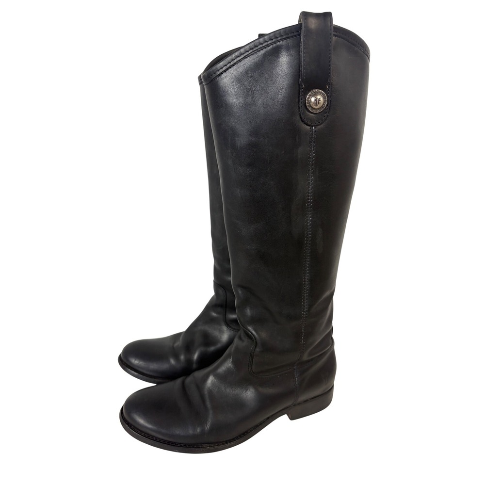 Frye Melissa‎ Women's Size 6.5 B Boots Tall Black Leather Knee-High Riding 77167